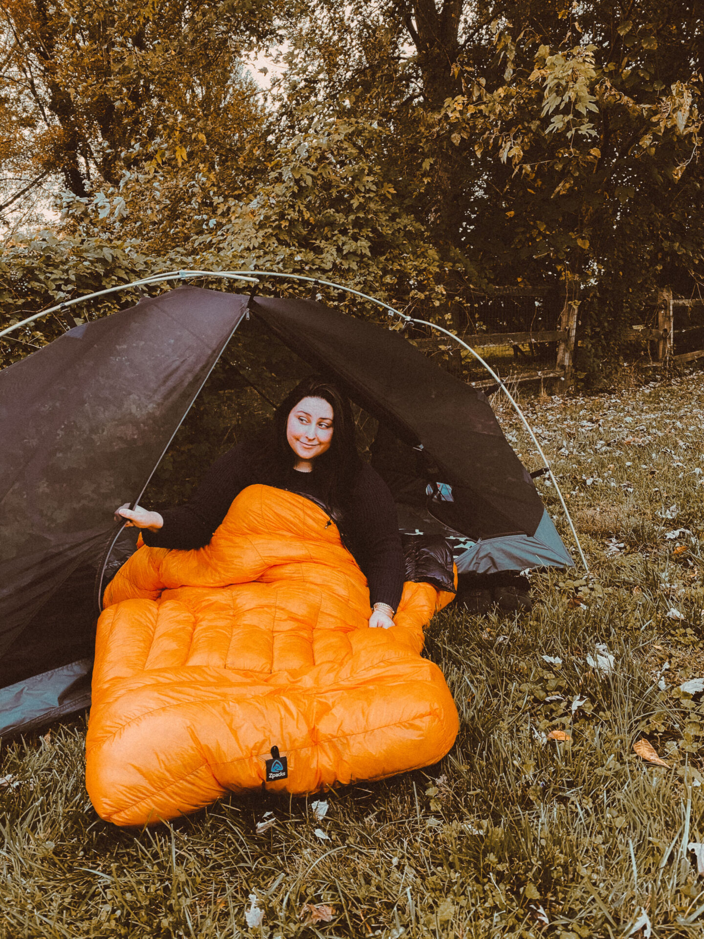 cold weather camping - sleeping bag and tent